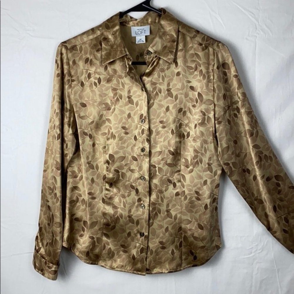 Ann Taylor Loft 100% silk button up top 4 petite